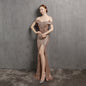 Women Fairy Dream Socialite Gathering Party Evening Dress Sexy Long Slimming Toast Dress Bride