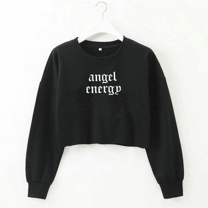 Women Clothing Angel Letter Graphic Printed Long Sleeve Short Women Sweater