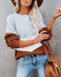 Winter round Neck Bottoming Pullover Knitted Stitching Loose Sweater