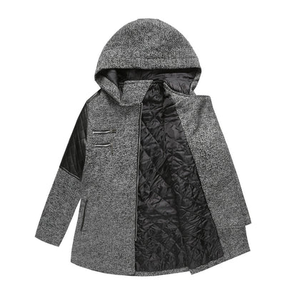 Women Autumn Winter Hooded Woolen Coat  Warm Coat  Plus Size