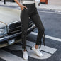 Spring Autumn Women Wear Casual Bandage Personality Solid Color Low Waist Skinny Pants