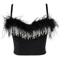 Feather Tube Top Sexy Beauty Back Straps Pearl Tassel Wrapped Chest Slim Short Stage Costume