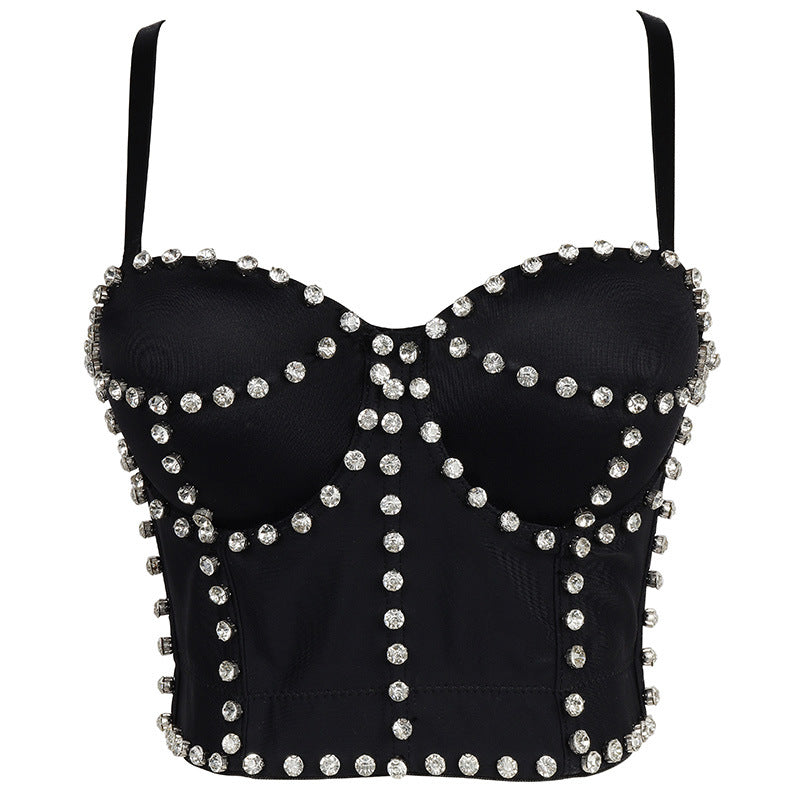 Sexy Diamond Boning Corset Camisole Short Slimming with Steel Ring Tube Top Women Team Performance Wear Inner Wear Blouse