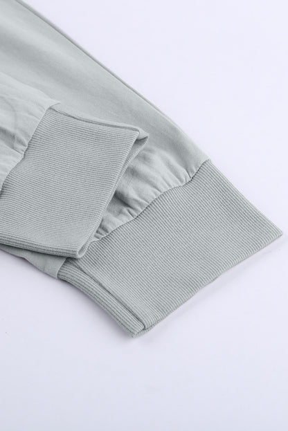 Gray Causal Pockets Elastic Waist Drawstring Pants