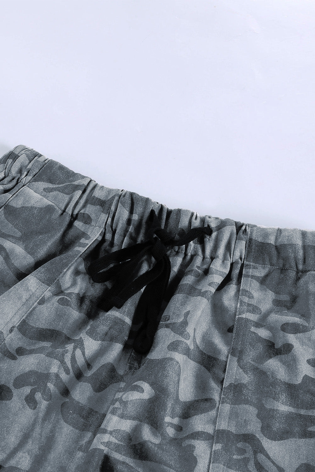 Casual Elastic Waist Drawstring Womens Camouflage Shorts