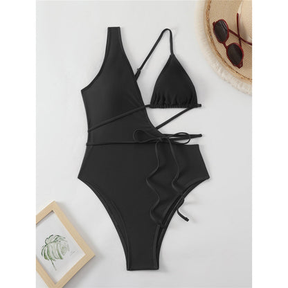 Yvonne Asymmetric Cut Out Wrap Around One Piece Swimsuit