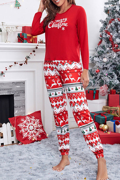 Red Christmas Printed Long Sleeved Longewear Set