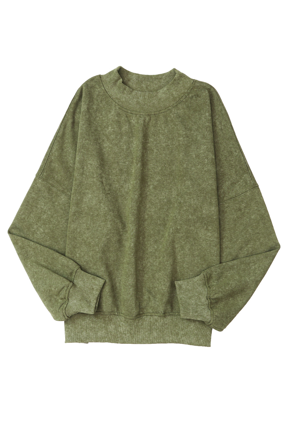 Green Light Plain Washed Drop Shoulder Pullover Sweatshirt