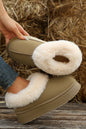 Chestnut Plush Suede Trim Thick Sole Flat Snow Boots