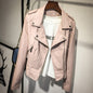 Pink Small Leather Coat Women Short Spring Autumn Leather Jacket Faux Leather Motorcycle Korean Collared Short Coat