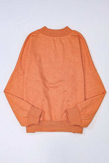 Green Light Plain Washed Drop Shoulder Pullover Sweatshirt