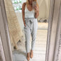 Women Pants Spring Autumn Casual Cropped Pants Belted