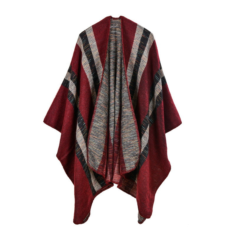 Women Cashmere like Large Split Ethnic Shawl Arrival of Autumn Winter Scarf Air Conditioning Cape Cloak