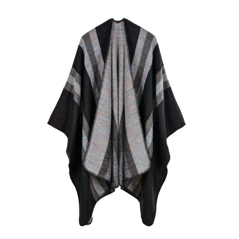 Women Cashmere like Large Split Ethnic Shawl Arrival of Autumn Winter Scarf Air Conditioning Cape Cloak