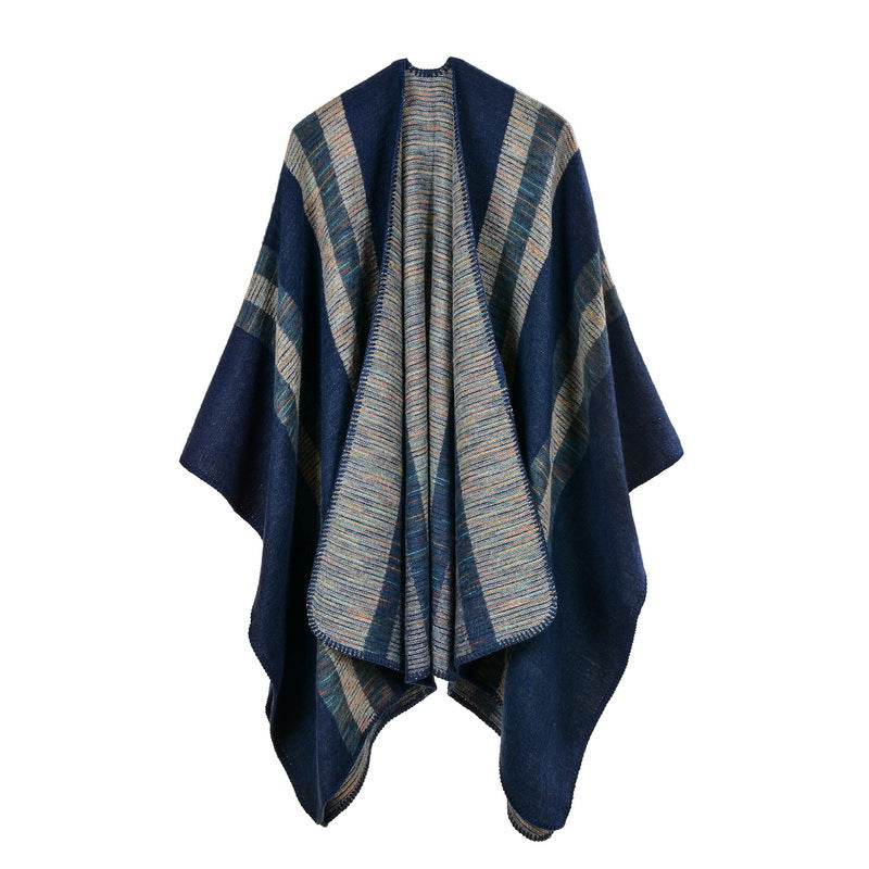 Women Cashmere like Large Split Ethnic Shawl Arrival of Autumn Winter Scarf Air Conditioning Cape Cloak