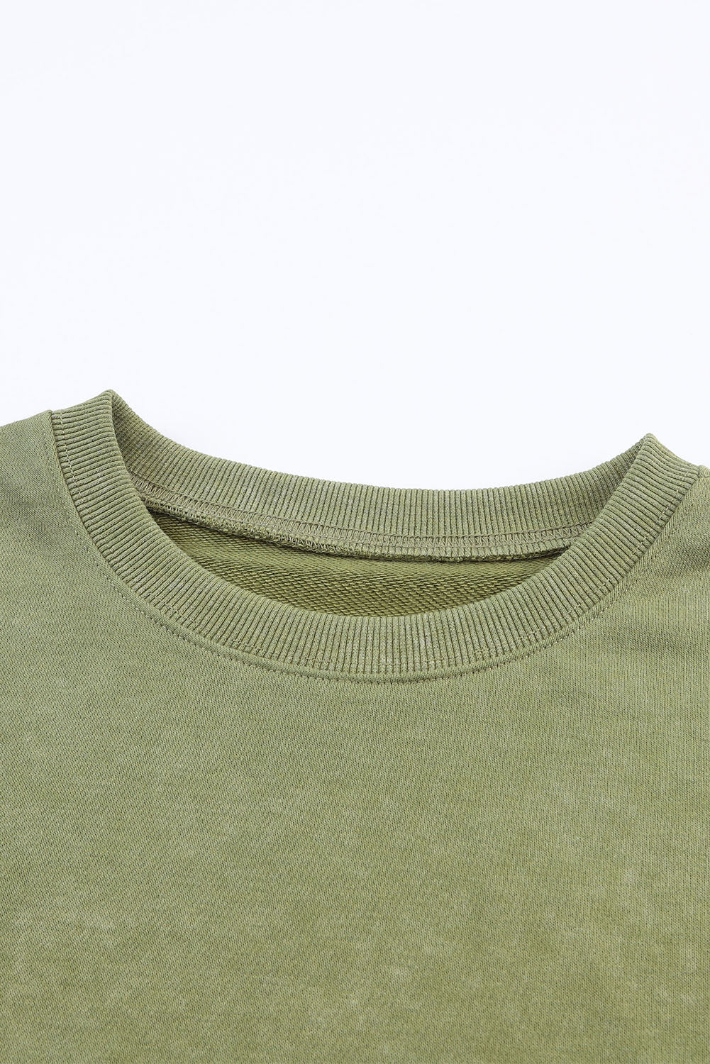 Green Plain Drop Shoulder Ribbed Trim Oversized Sweatshirt