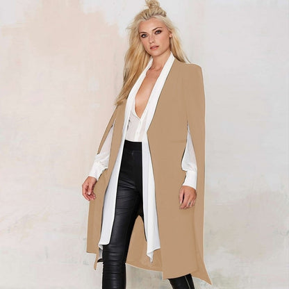 Autumn Winter Women Casual Coat Cape without Buckle Shawl Windbreaker