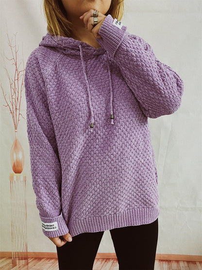 Drawstring Long Sleeve  Hooded Sweater