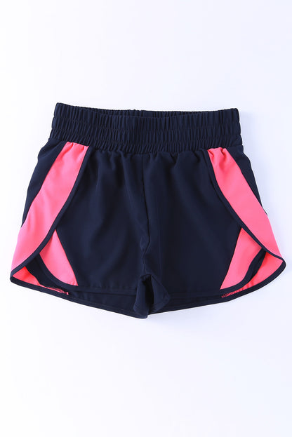 Pink Casual Smocked Elastic Waist Athletic Shorts