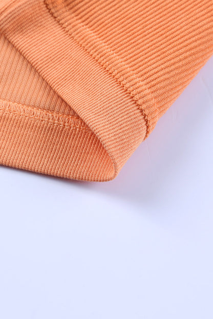 Apricot Drop Shoulder Ribbed Oversized Sweatshirt