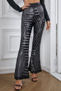 Black Sequins Striped High Waist Flared Pants