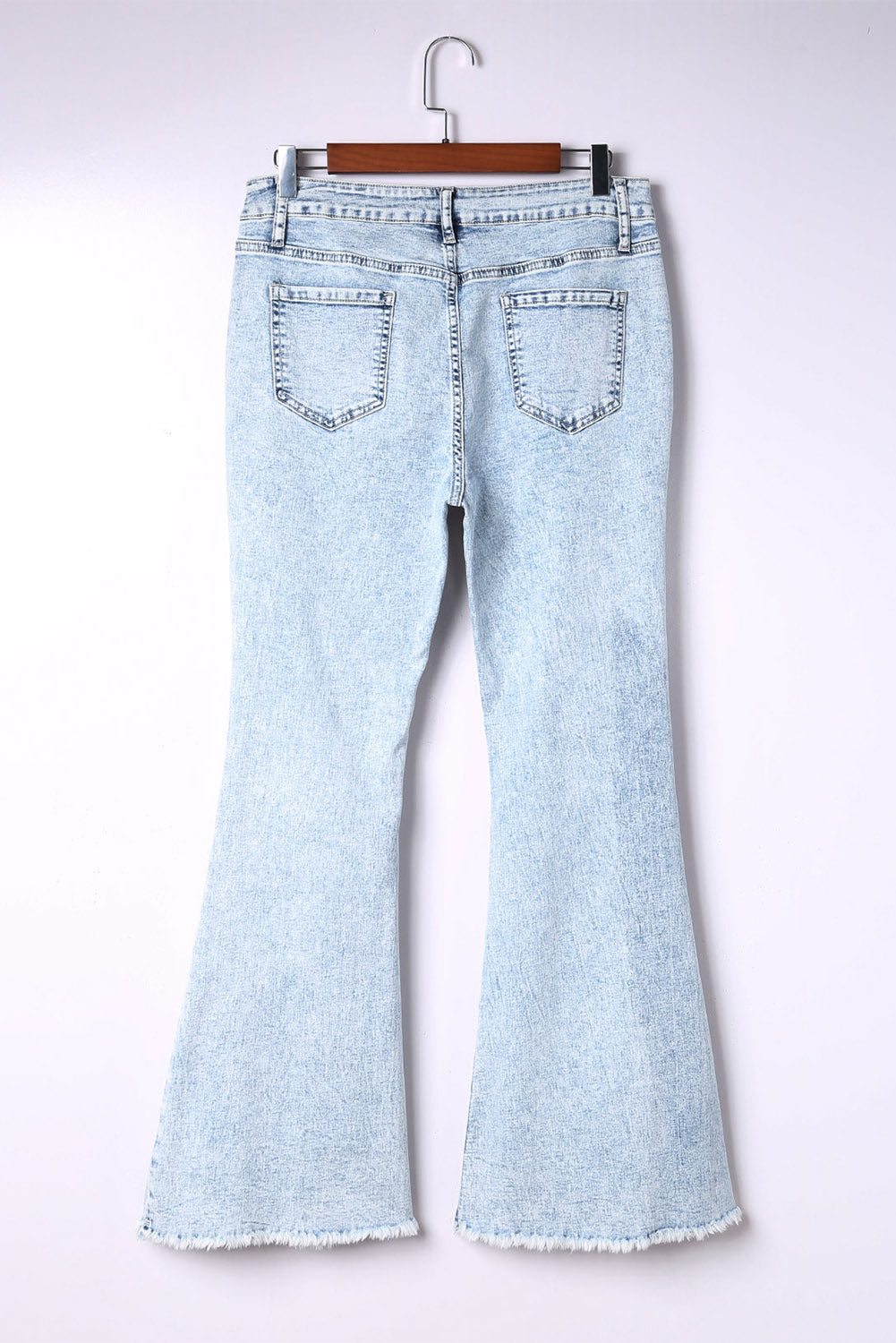 Light Blue Casual Distressed Washed Flare Jeans