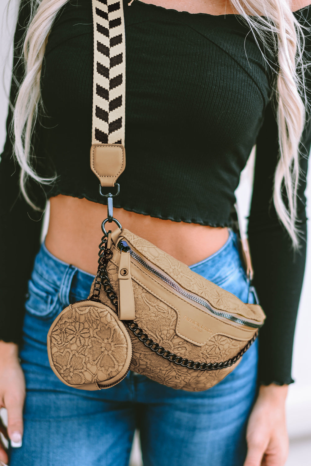 Apricot Powder Vintage Floral Crossbody Bag with Coin Purse