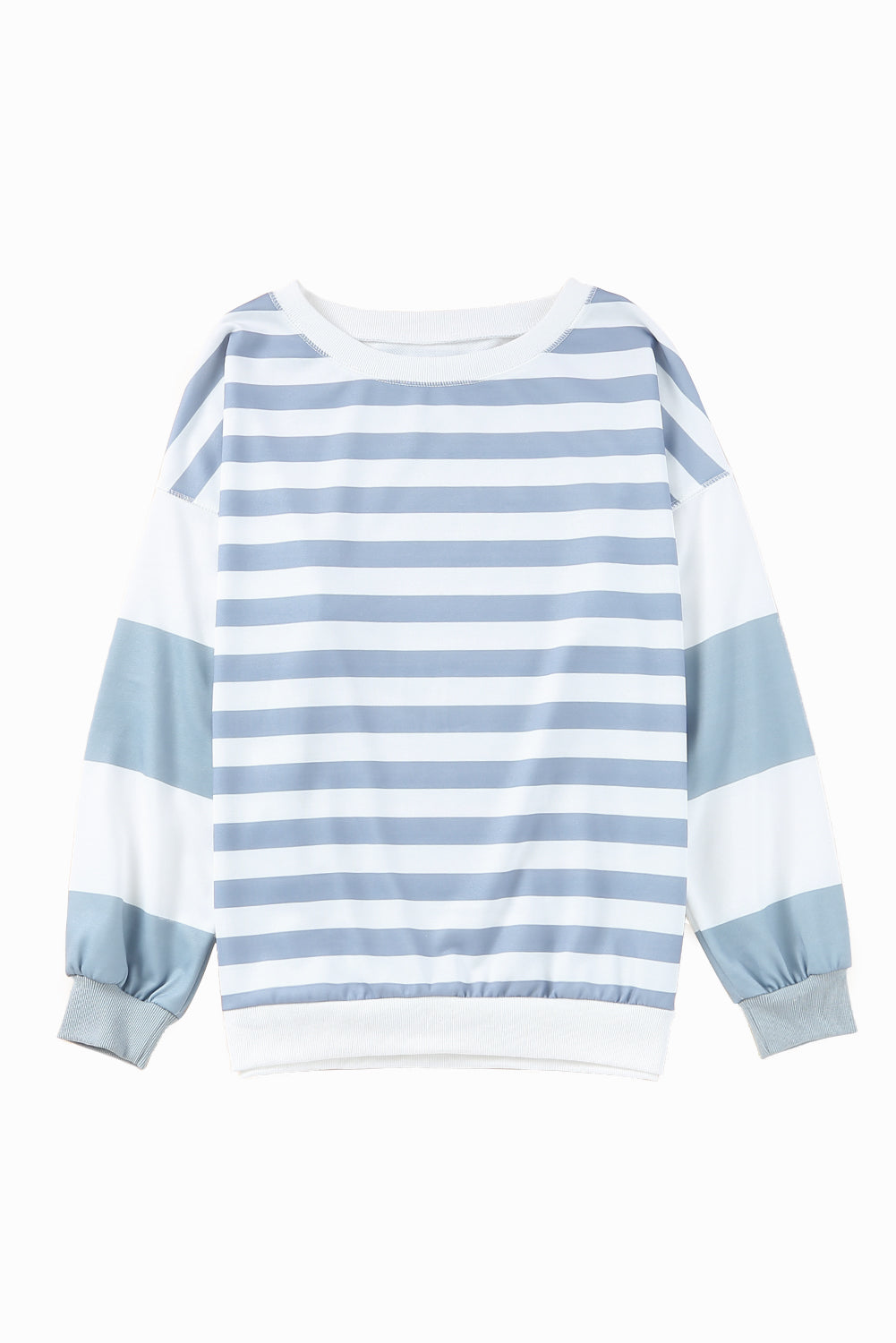 Black Striped Colorblock Drop Shoulder Pullover Sweatshirt