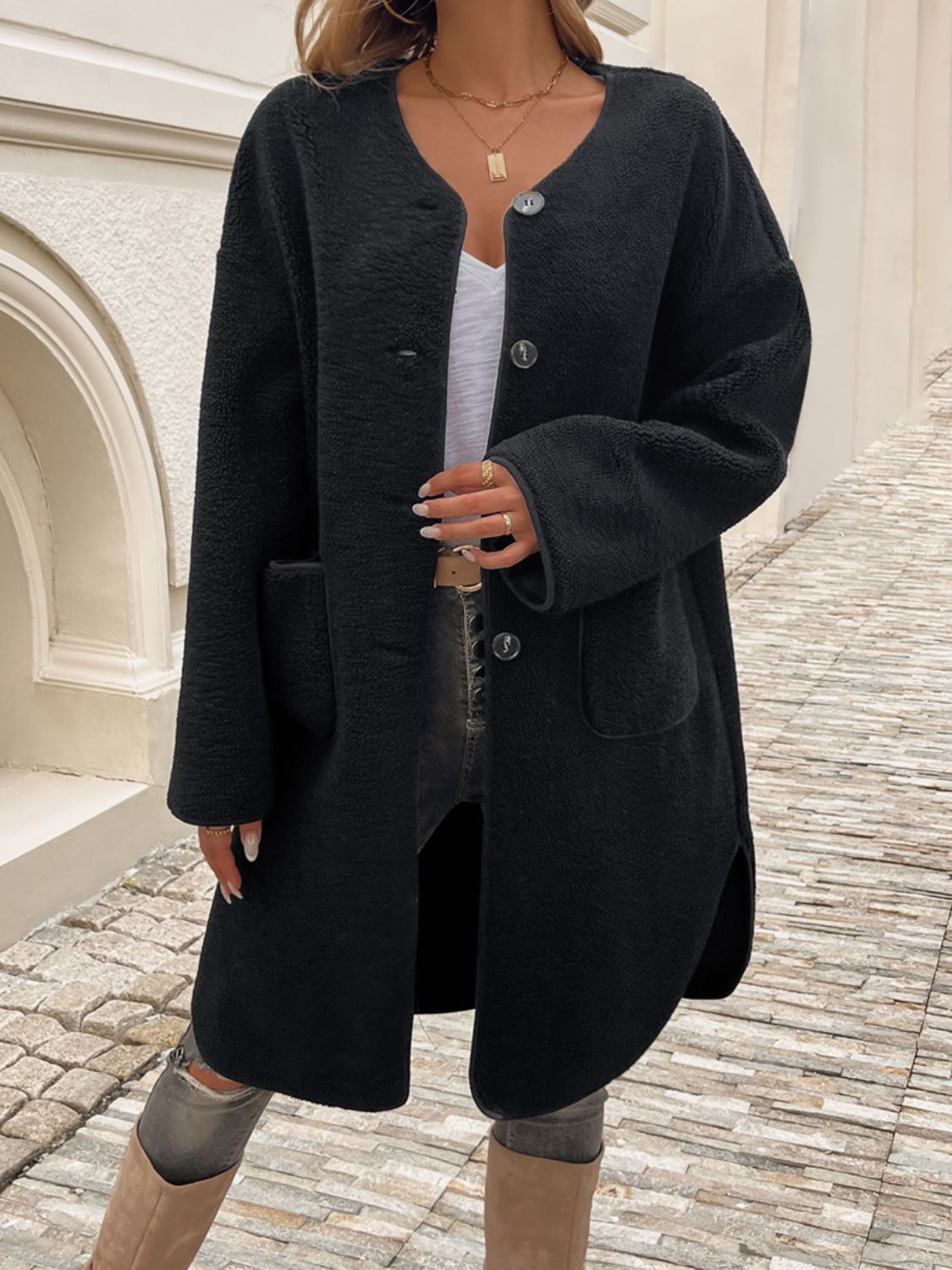 Devine Button Up Long Sleeve Coat