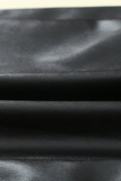 Black Back Zipper High Waisted Faux Leather Mini Skirt