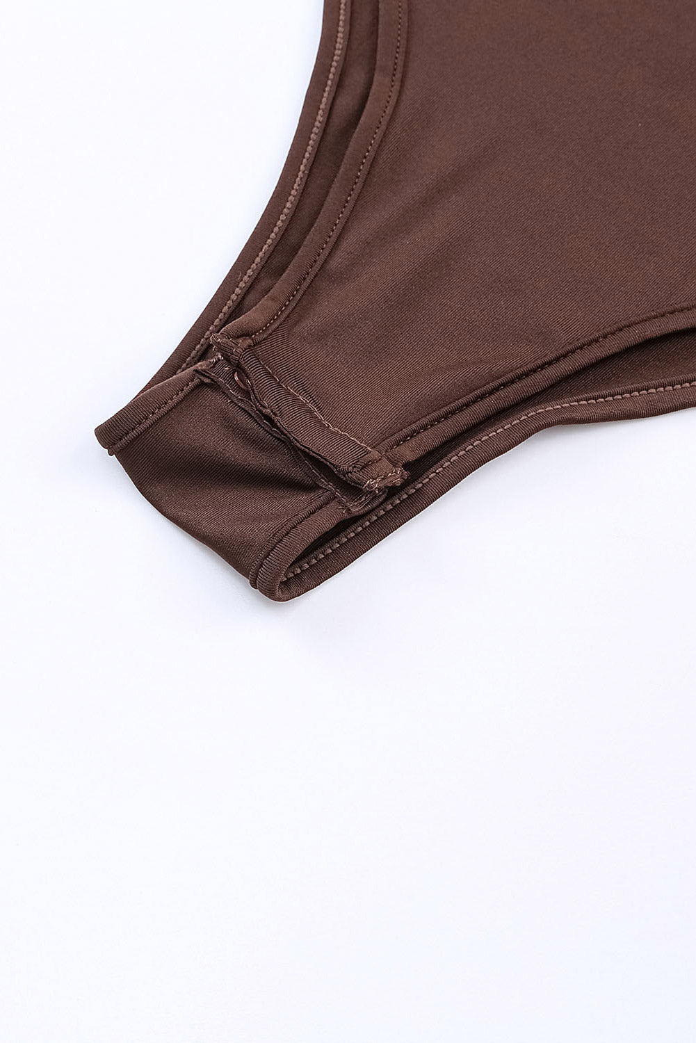 Brown Solid Color Crew Neck Plain Sleeveless Bodysuit