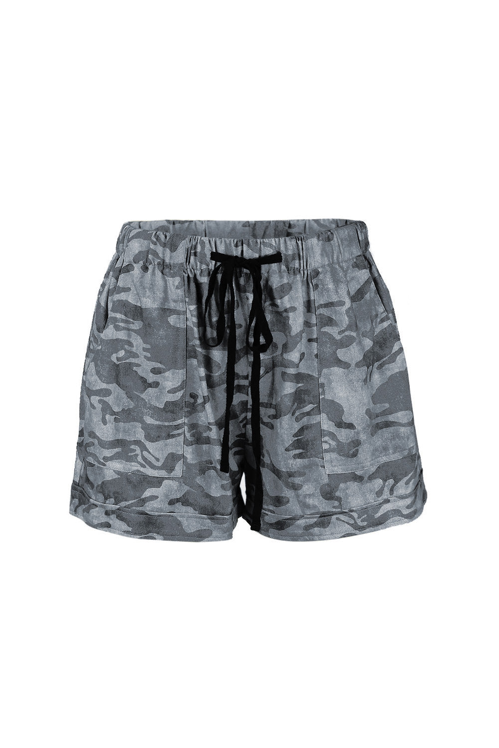 Casual Elastic Waist Drawstring Womens Camouflage Shorts