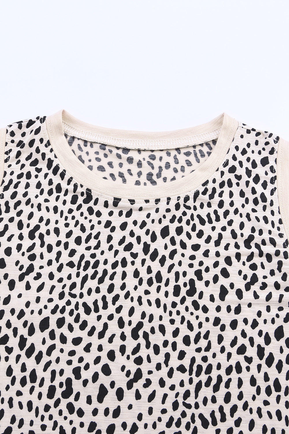 Leopard Contrast Trim Casual Round Neck Tank Top