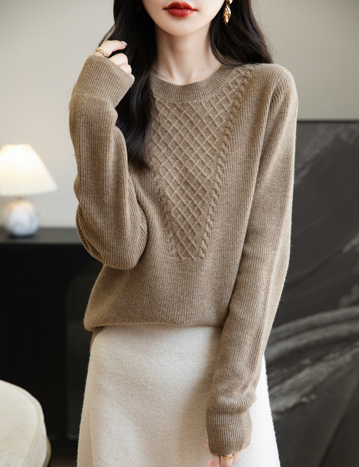 Belinda Woman Crewneck Long Sleeve Knit Sweater