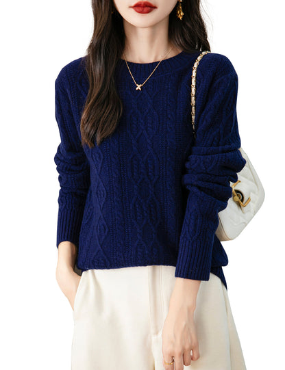 Candice Woman Vintage Soft Long Sleeve Knitted Sweater