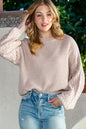 Light Grey Chunky Knit Sleeve Drop Shoulder Sweater