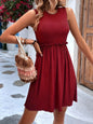 Frill Round Neck Sleeveless Mini Dress