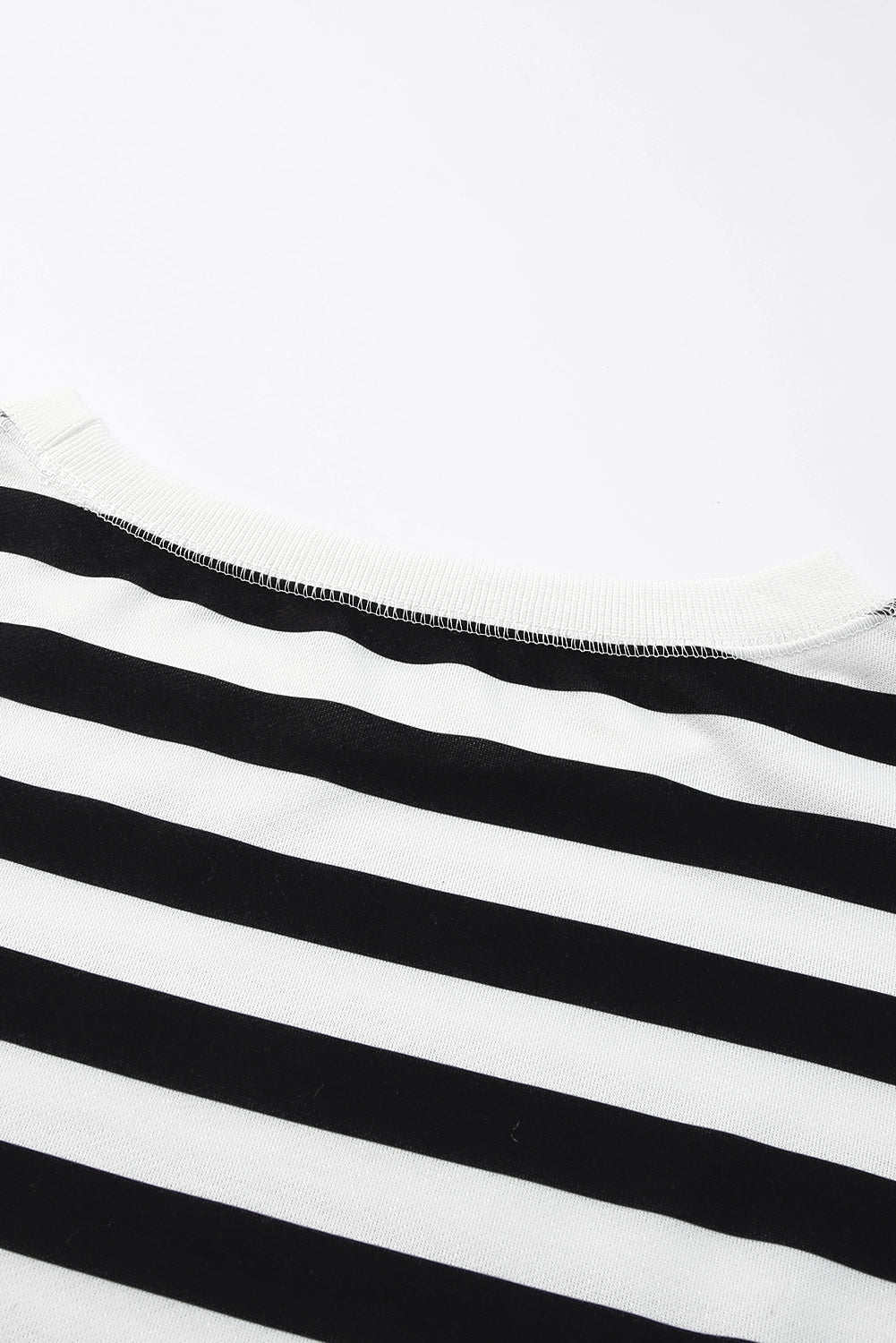 Black Striped Colorblock Drop Shoulder Pullover Sweatshirt