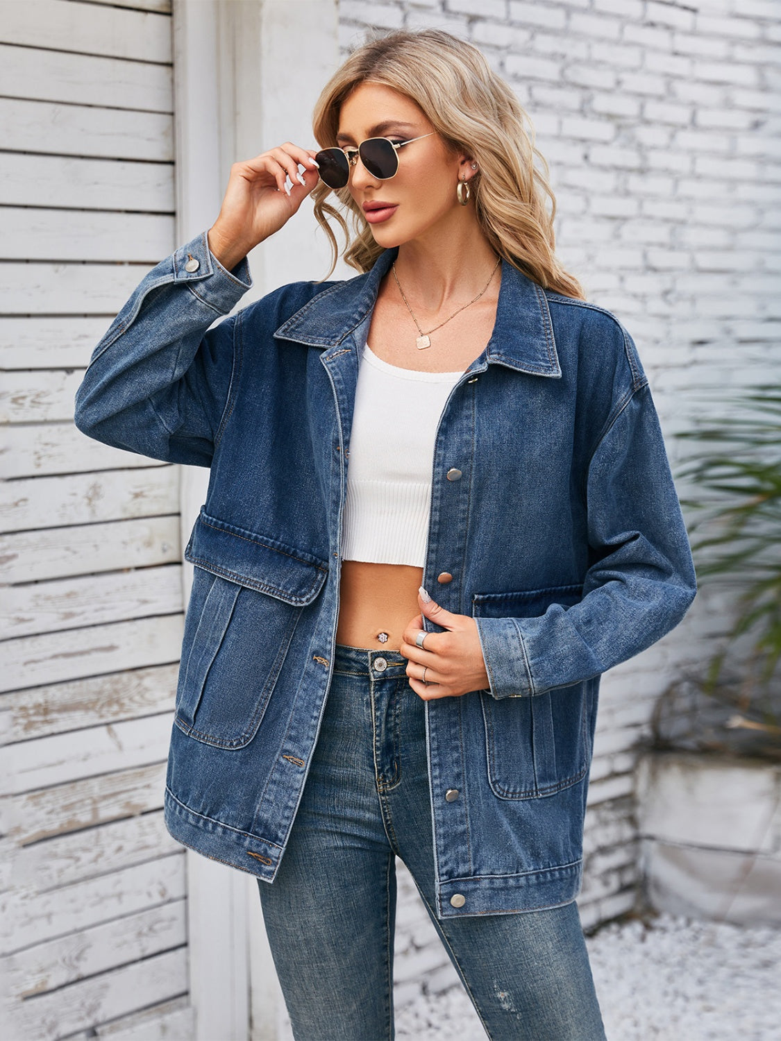 Button Up Long Sleeve Denim Jacket