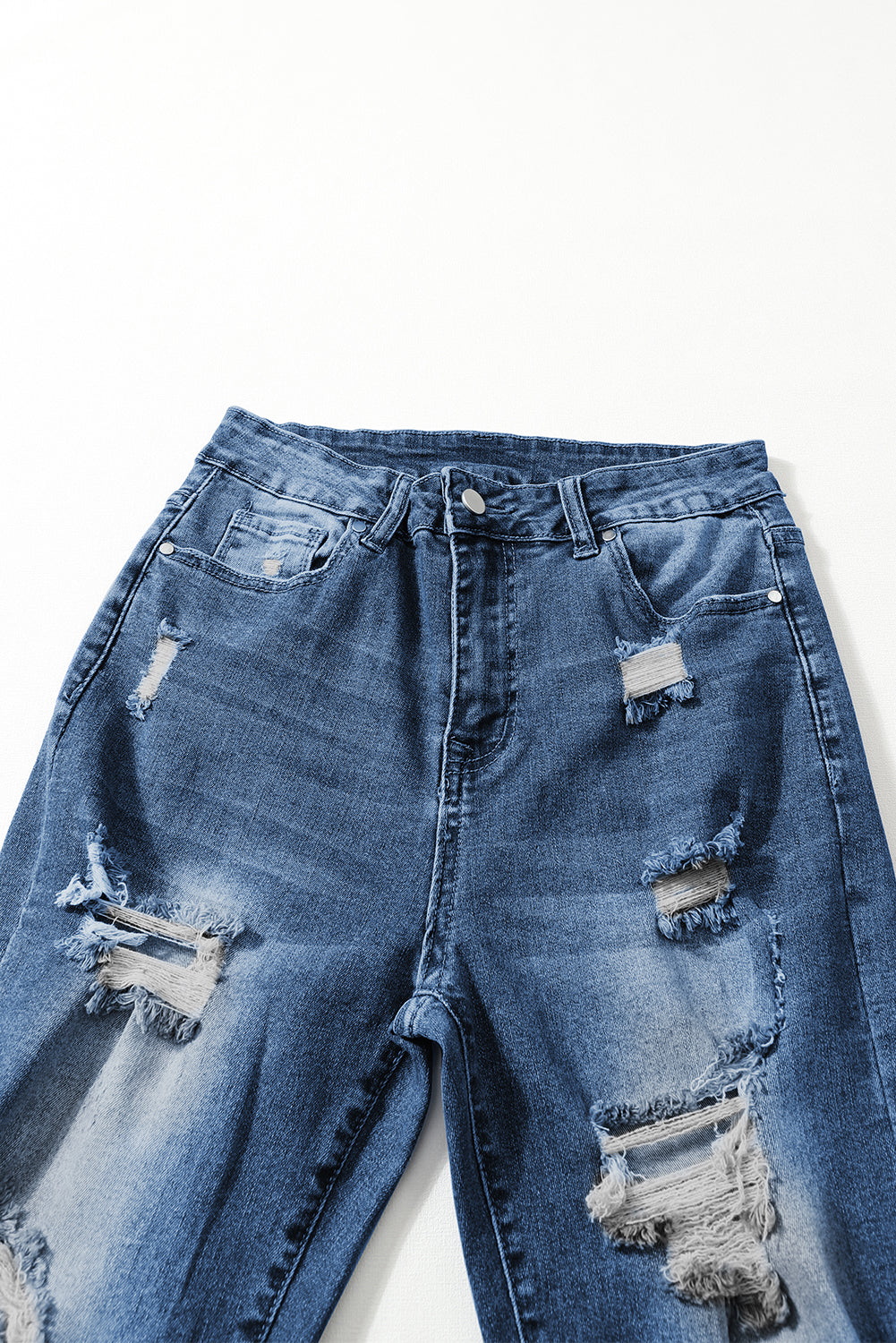 Blue Vintage Distressed Boyfriend Ripped Jeans