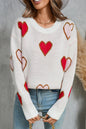 Angel Wings Contrast Heart Round Neck Long Sleeve Sweater