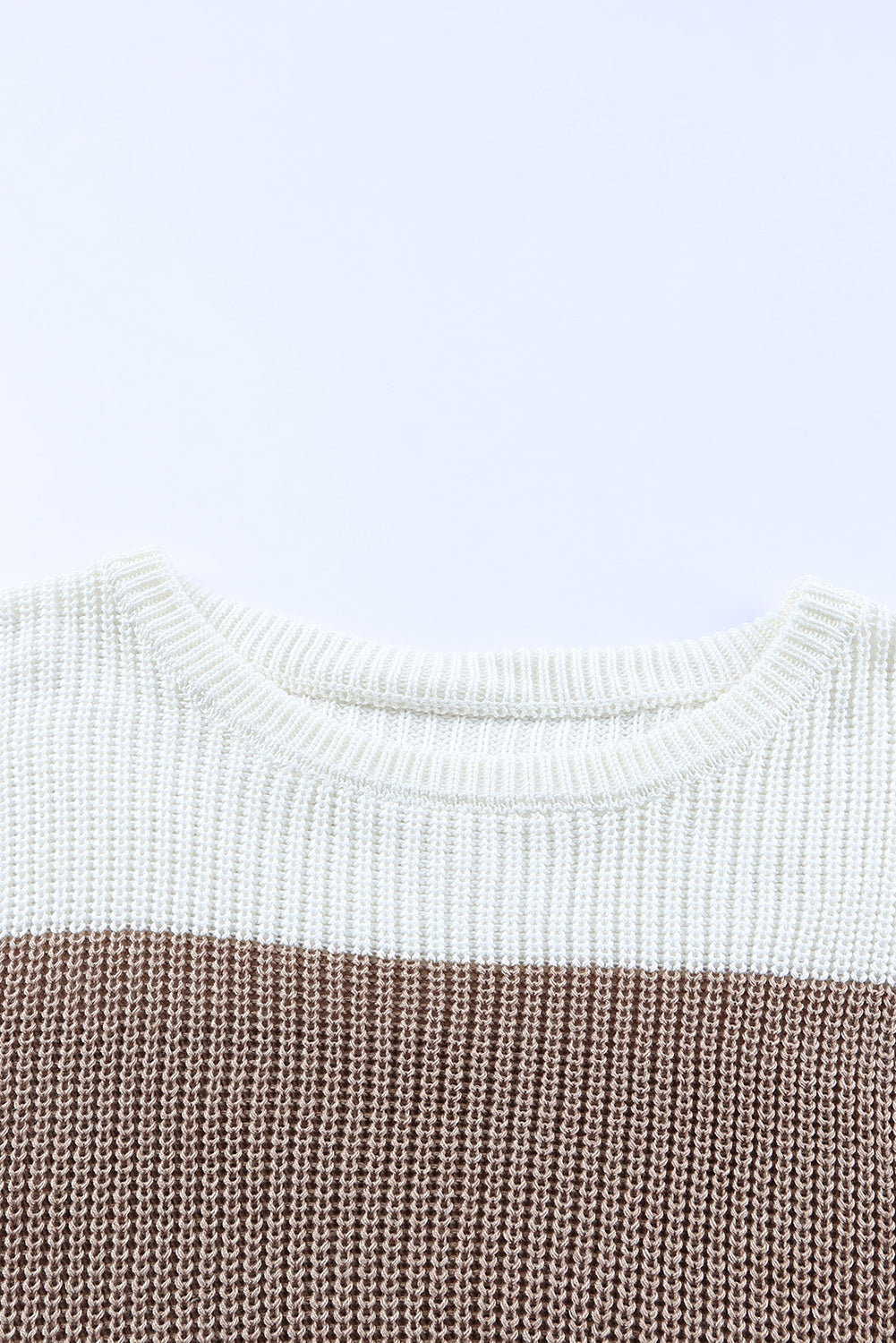 Chestnut Color Block Casual Knit Pullover Sweater