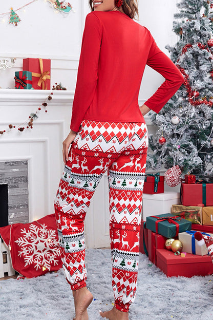 Red Christmas Printed Long Sleeved Longewear Set