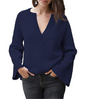 Autumn Solid Color Pullover Sweater Women Office V-neck Plus Size Loose Sweater