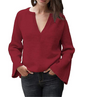 Autumn Solid Color Pullover Sweater Women Office V-neck Plus Size Loose Sweater