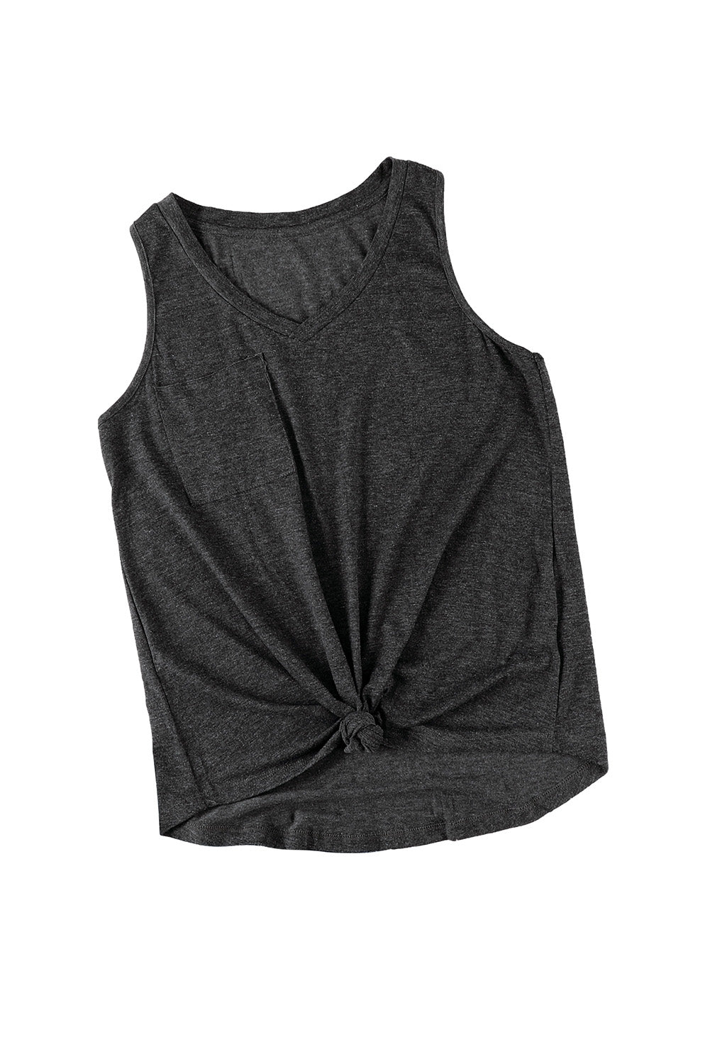 Gray Casual V Neck Racerback Tank Top With Pocket