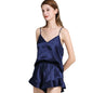 Women Pajamas Silk V-neck Strap Shorts Two-piece Pajamas Sexy Homewear Suit satin pajamas satin sleepwear