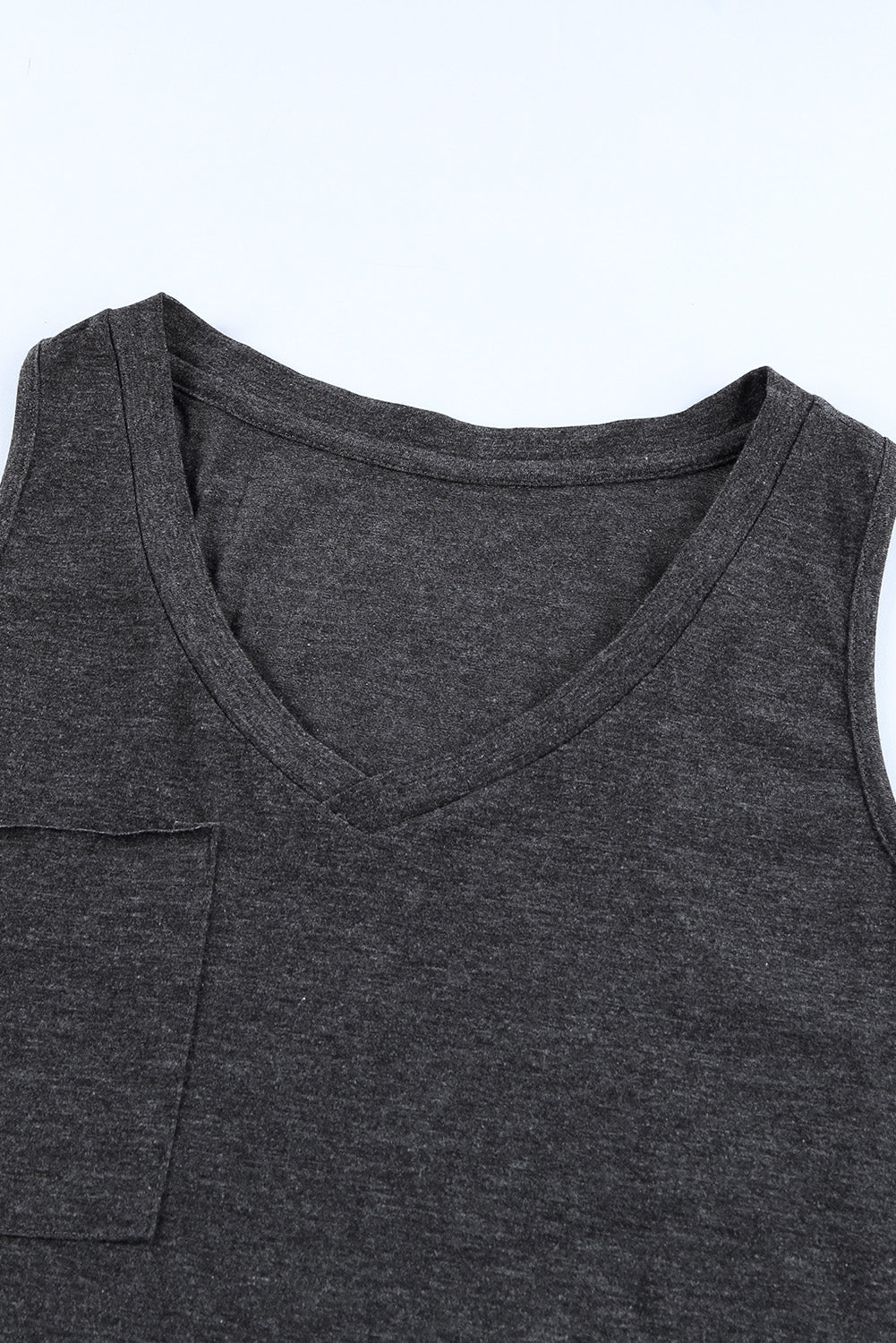 Gray Casual V Neck Racerback Tank Top With Pocket