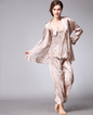 Silk Pajamas Women Spring Summer Dragon Robe Printed Silk Home Wear Three-Piece Suit satin pajamas satin sleepwear