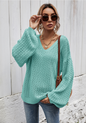 Spring Summer Women Sweater Loose Splicing Pullover Striped plus Size Knitwear